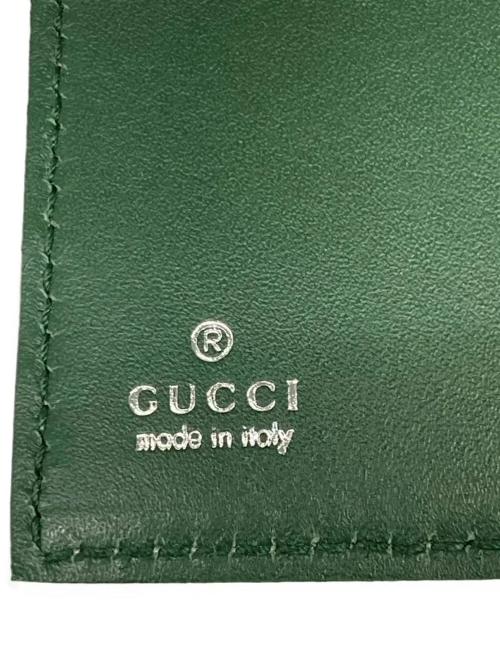 GUCCI Yuko Higuchi 860650 Light gray Dark Green Multi Leather - Bifold Wallet - Picture 5 of 11